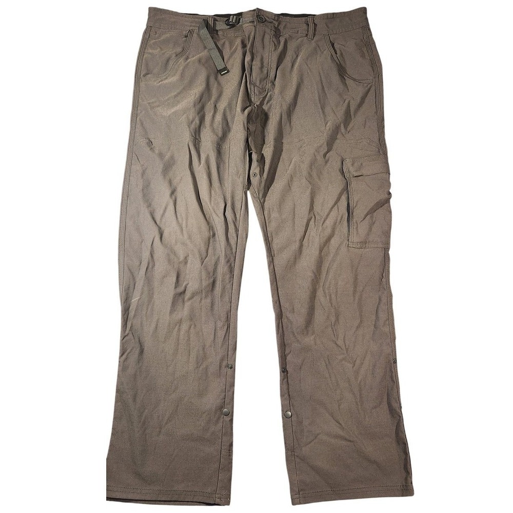 PrAna Pants Mens 38x30 Gray Relaxed Fit Hiking‎ Cargo Adjustable Belt Khakis
